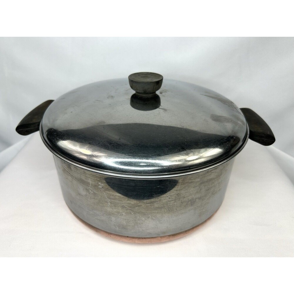 Revere Ware 4 1/2 Qt Copper Clad Stainless Steel Stock Pot Pan With Lid